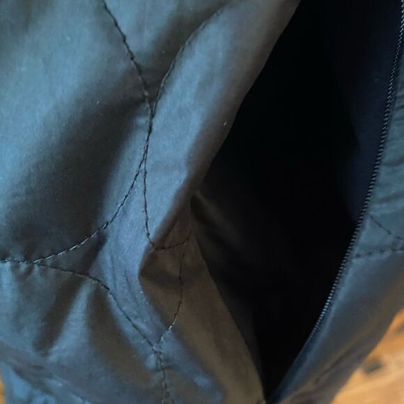 Patagonia Sz XL Black Long Winter Quilted Pocket Front Zipper Coat Jacket - Picture 5 of 8